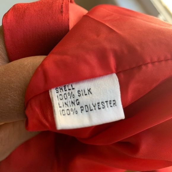 Talbots red silk belted dress 10 - Picture 8 of 11